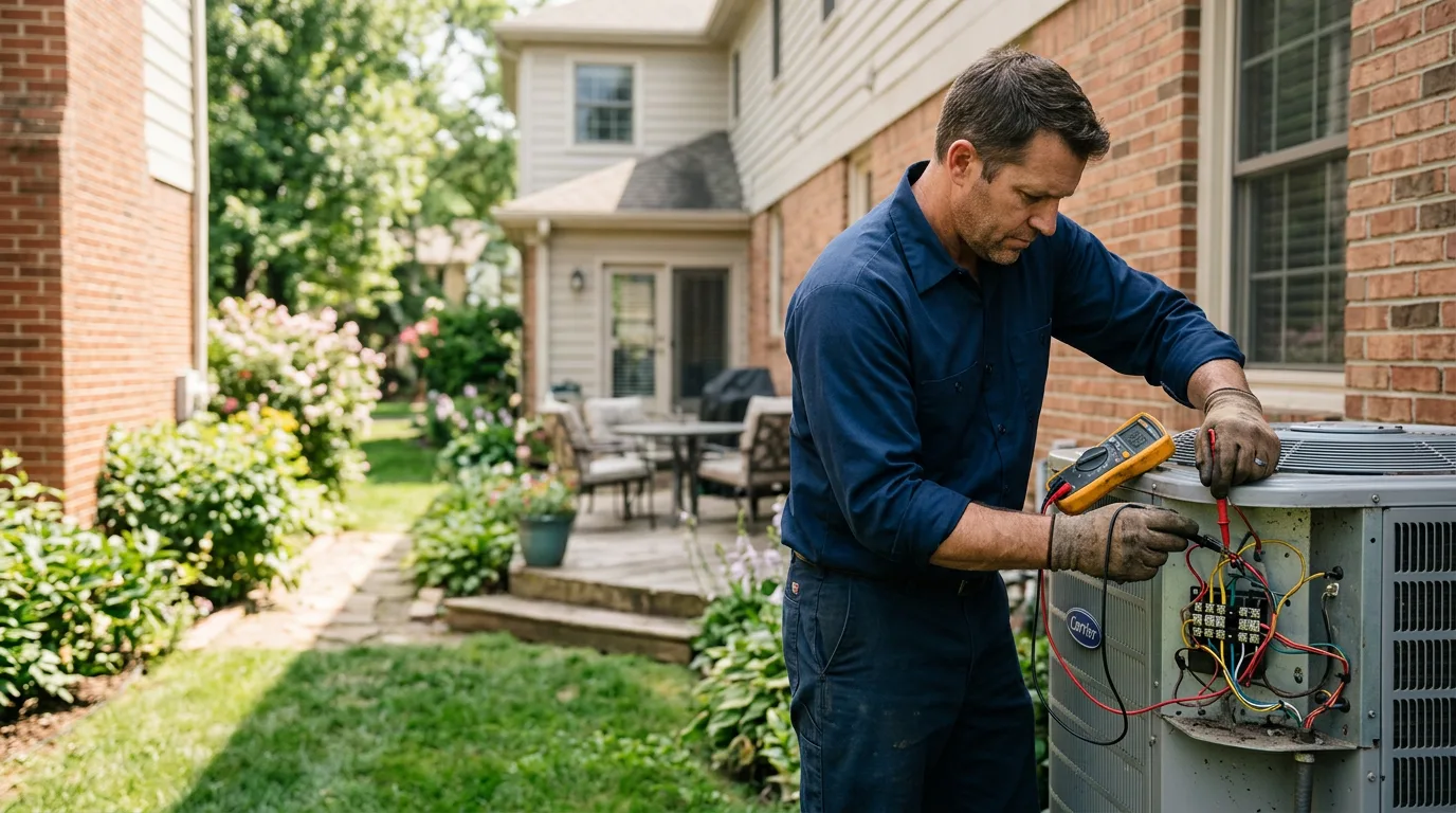 HVAC technician working near Hartshorne, OK